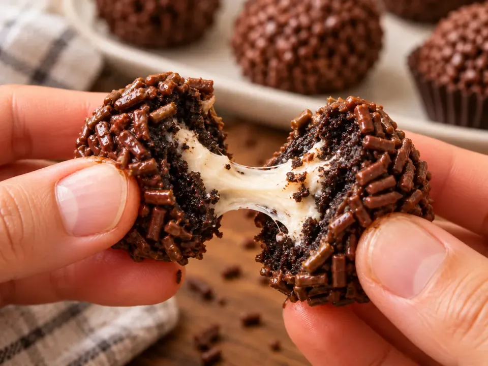 Brigadeiro aberto com recheio cremoso